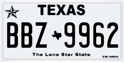 TX license plate BBZ9962