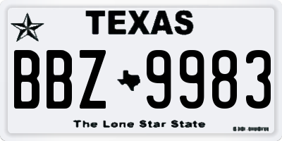 TX license plate BBZ9983