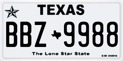 TX license plate BBZ9988