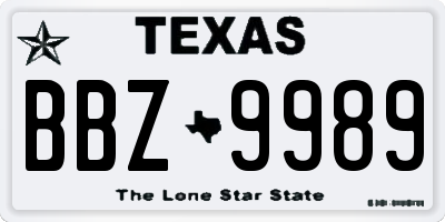 TX license plate BBZ9989