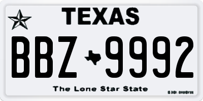 TX license plate BBZ9992