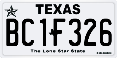 TX license plate BC1F326