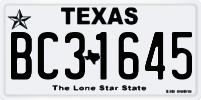 TX license plate BC31645