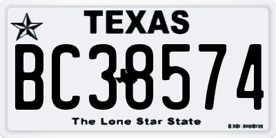 TX license plate BC38574