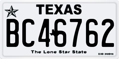 TX license plate BC46762