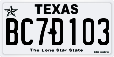 TX license plate BC7D103