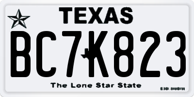 TX license plate BC7K823