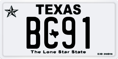 TX license plate BC91