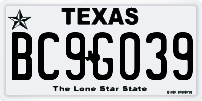 TX license plate BC9G039