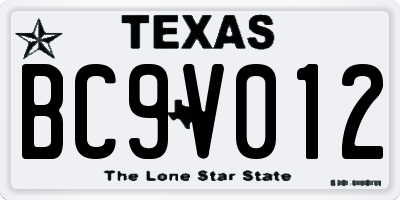 TX license plate BC9V012