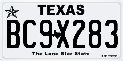 TX license plate BC9X283