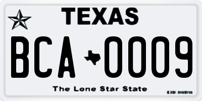 TX license plate BCA0009