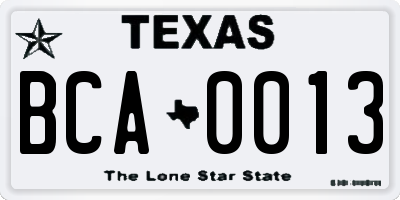 TX license plate BCA0013