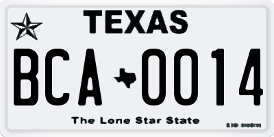 TX license plate BCA0014