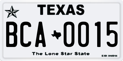 TX license plate BCA0015