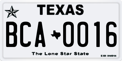 TX license plate BCA0016
