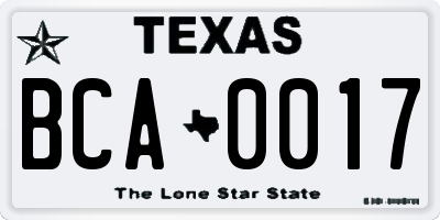 TX license plate BCA0017