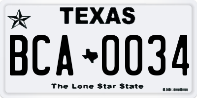 TX license plate BCA0034