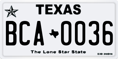 TX license plate BCA0036