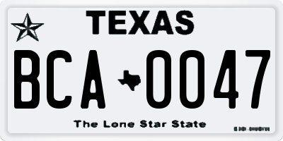 TX license plate BCA0047
