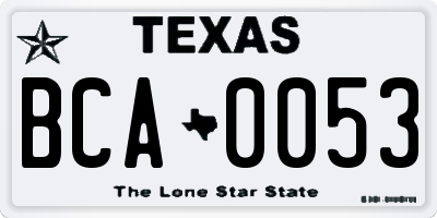TX license plate BCA0053