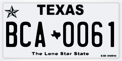 TX license plate BCA0061