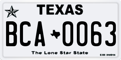 TX license plate BCA0063