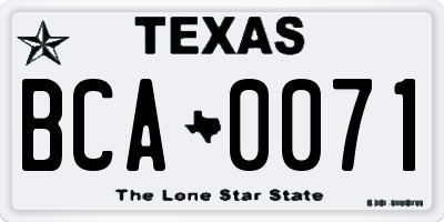 TX license plate BCA0071
