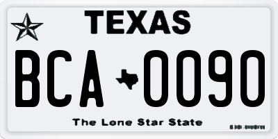 TX license plate BCA0090