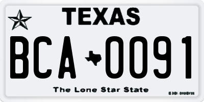 TX license plate BCA0091
