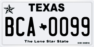 TX license plate BCA0099