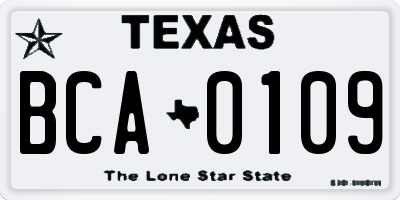 TX license plate BCA0109