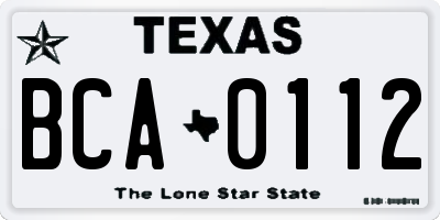 TX license plate BCA0112