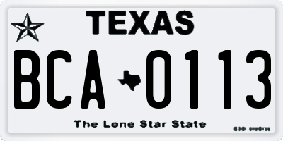 TX license plate BCA0113