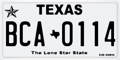 TX license plate BCA0114