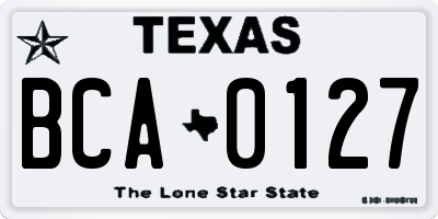 TX license plate BCA0127