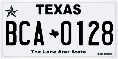 TX license plate BCA0128