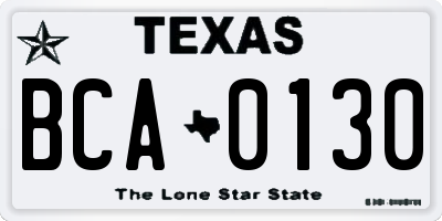 TX license plate BCA0130