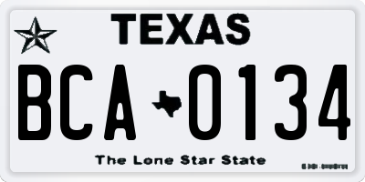 TX license plate BCA0134
