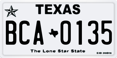 TX license plate BCA0135