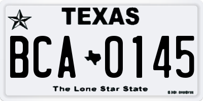 TX license plate BCA0145