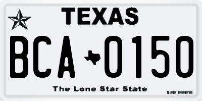 TX license plate BCA0150
