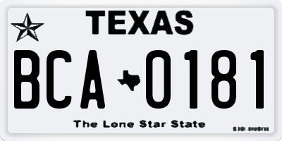 TX license plate BCA0181