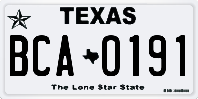 TX license plate BCA0191