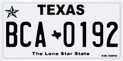 TX license plate BCA0192