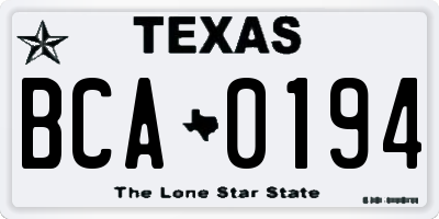 TX license plate BCA0194