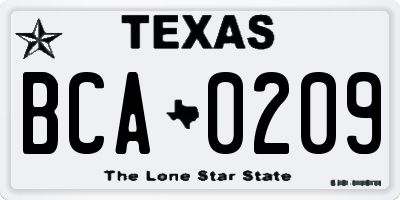 TX license plate BCA0209