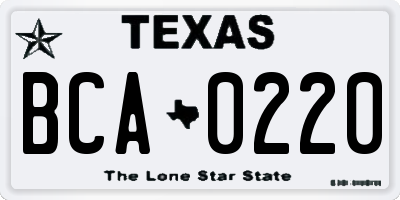 TX license plate BCA0220