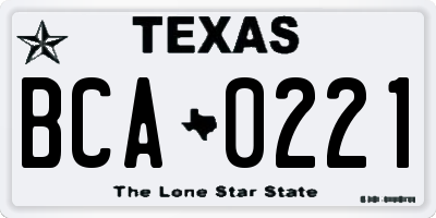TX license plate BCA0221