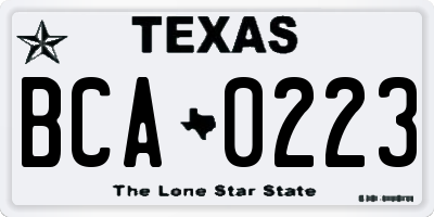 TX license plate BCA0223